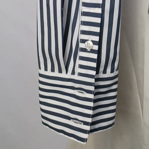 Veronica Beard Blue Striped/Gray Striped Blouse. - Picture 7 of 10